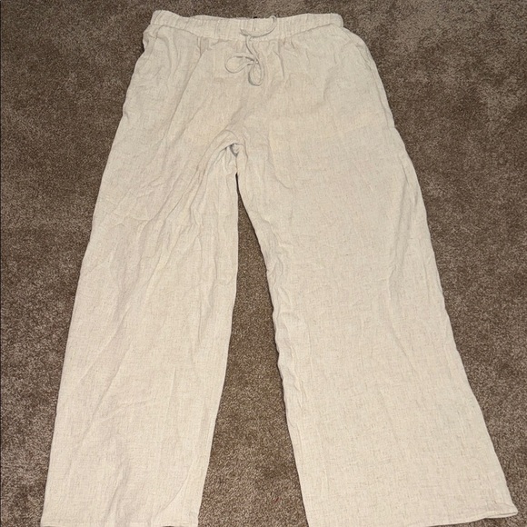 Baltic Born Pants - Baltic Born Cream Linen Blend Wide Leg Pants - XL - NWT B8